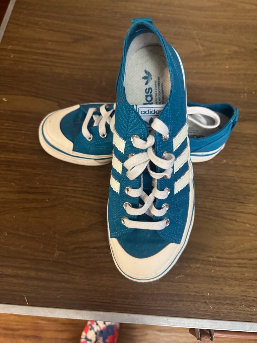 adidas Kids Teal Canvas Low-Top Sneakers with White Stripes